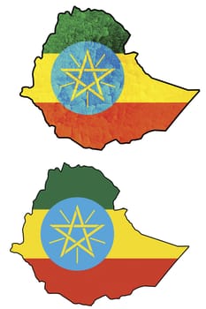 some very old grunge flag on territory of ethiophia