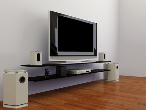 High resolution image interior. 3d illustration modern interior. The plasma TV.