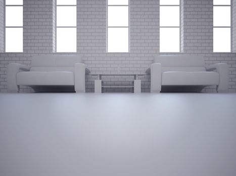 High resolution image interior. 3d illustration modern interior. Living room.