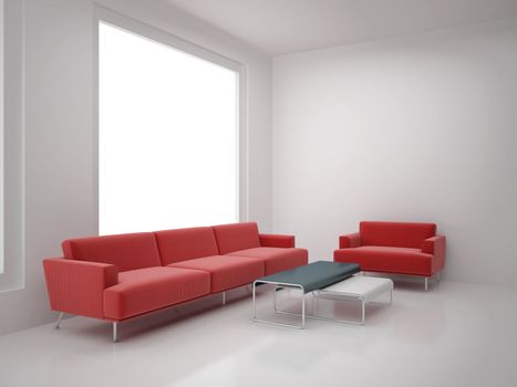 High resolution image interior. 3d illustration modern interior. Living room.