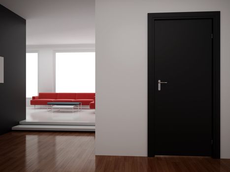 High resolution image interior. 3d illustration modern interior. Living room.