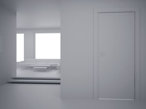 High resolution image interior. 3d illustration modern interior. Living room.