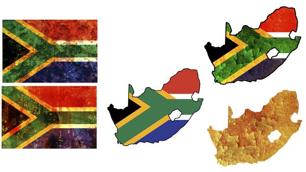 some very old grunge flag on territory of south africa