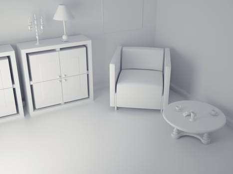 High resolution image interior. 3d illustration modern interior. Living room.