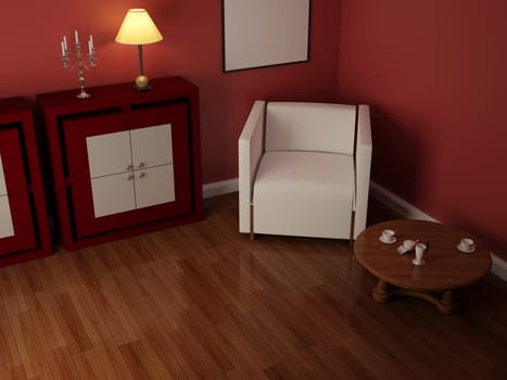 High resolution image interior. 3d illustration modern interior. Living room.