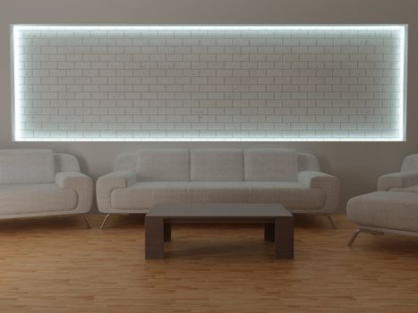 High resolution image interior. 3d illustration modern interior. Living room.