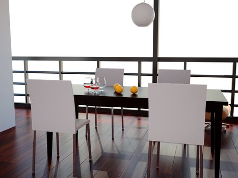 High resolution image interior. 3d illustration modern interior. Living room.