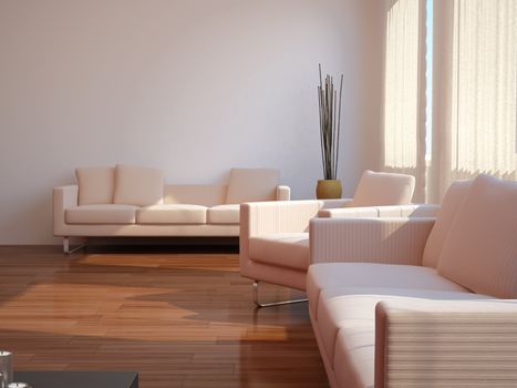 High resolution image interior. 3d illustration modern interior. Living room.