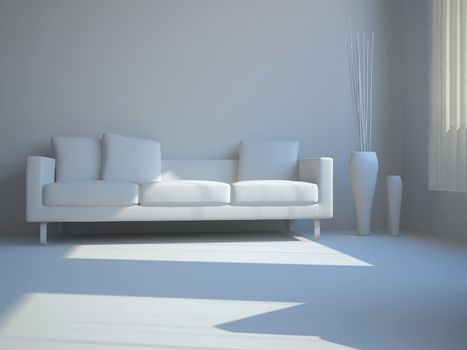 High resolution image interior. 3d illustration modern interior. Living room.