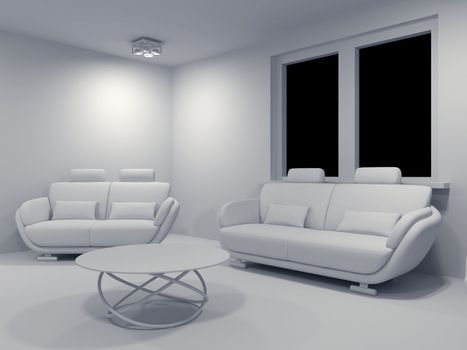 High resolution image interior. 3d illustration modern interior. Living room.