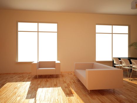High resolution image interior. 3d illustration modern interior.