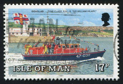 ISLE OF MAN  - CIRCA 1991: Manx Lifeboats floats on the river, circa 1991.