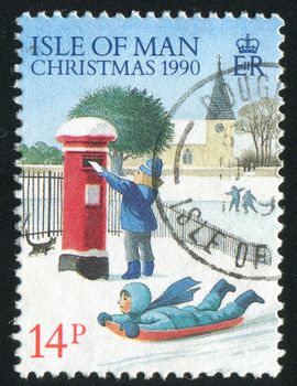 ISLE OF MAN  - CIRCA 1990: Christmas. Mailing letters, circa 1990.