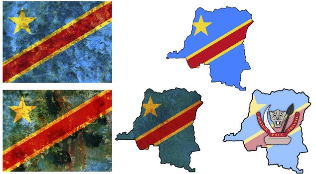 some very old grunge flag on territory of congo