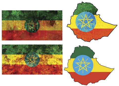 some very old grunge flag on territory of ethiophia