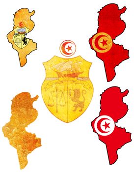 some very old grunge flag on territory of tunisia