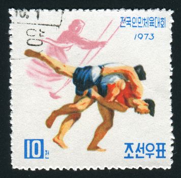 NORTH KOREA - CIRCA 1973: People�s Athletic meeting, circa 1973.