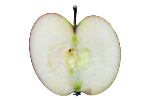 Detail of the slice of apple on white background