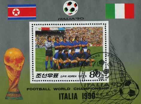 NORTH KOREA - CIRCA 1988: World Cup soccer Championships, Italy, circa 1988.