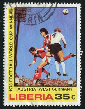 LIBERIA - CIRCA 1978: Soccer Games: Poland and Italy, circa 1978.
