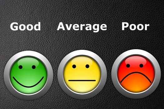 customer satisfaction survey concept with smilie and button