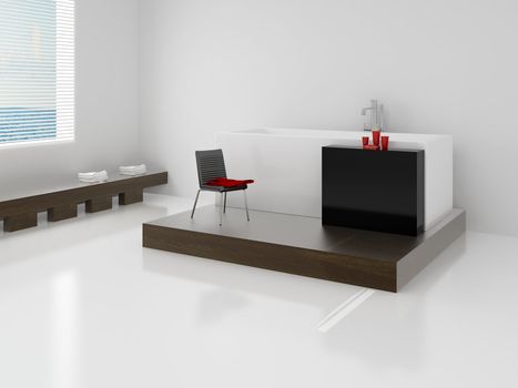 Designer bathroom. High resolution image interior. A bathroom in modern style. 3d illustration.