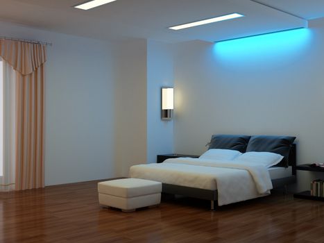 High resolution image interior. A bed in a bedroom.