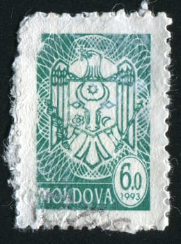 MOLDOVA - CIRCA 1993: eagle. The national arms, circa 1993.