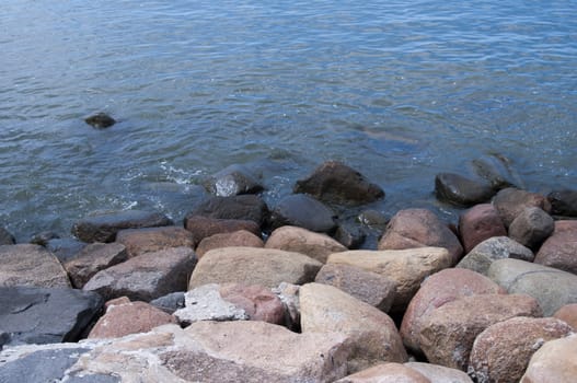 High resolution image. Wave absorber. Coast of Baltic sea.