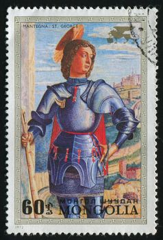 MONGOLIAN  - CIRCA 1972: Medieval knight stand, circa 1972.