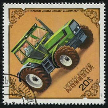 MONGOLIA - CIRCA 1982: Old tractor. Deutz-DX-230 Germany, circa 1982.