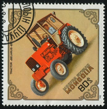 MONGOLIA - CIRCA 1982: Old tractor. Belarus-611 USSR, circa 1982.