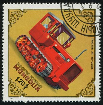 MONGOLIA - CIRCA 1982: Old tractor. DT-75, USSR, circa 1982.