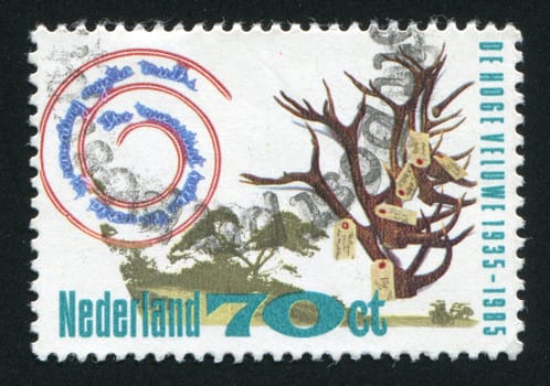 NETHERLANDS - CIRCA 1985:  The image with an abstract tree, circa 1985.