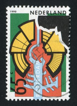 NETHERLANDS - CIRCA 1990: Stamp of the Netherlands with abstract figures, circa 1990.