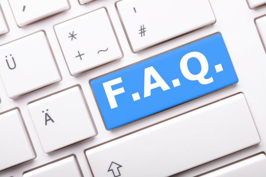 faq frequently asked questions key on computer keyboard