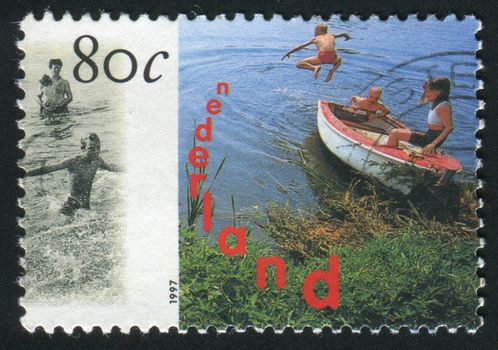 NETHERLANDS - CIRCA 1997: Water Recreation. Boat near coast, circa 1997.