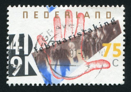 NETHERLANDS - CIRCA 1991: Arm. General Strike, 50th, circa 1991.