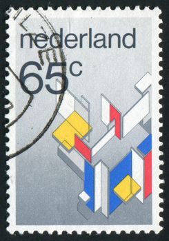NETHERLANDS - CIRCA 1990: Stamp of the Netherlands with an abstract, colour background, circa 1990.