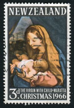 NEW ZEALAND - CIRCA 1965: Virgin with Child by Carlo Maratta, circa 1965.