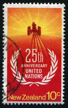 NEW ZEALAND - CIRCA 1977: 25th anniversary United nations, circa 1977.