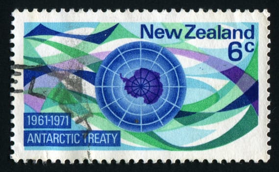 NEW ZEALAND - CIRCA 1971: Map of Antarctica, circa 1971.