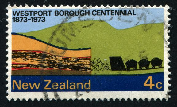 NEW ZEALAND - CIRCA 1973: Coal Mining and Landscape, circa 1973.