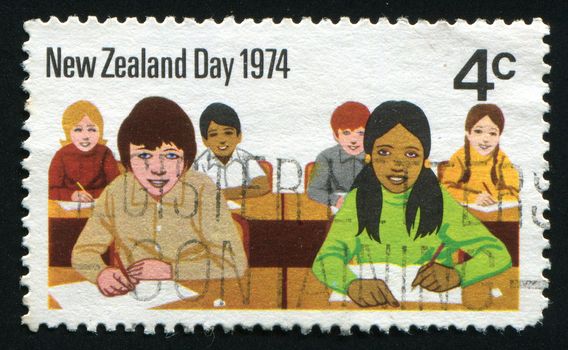 NEW ZEALAND - CIRCA 1974: Children go to school, circa 1974.