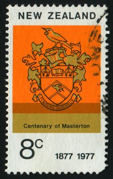 NEW ZEALAND - CIRCA 1977: Arms of Masterton, circa 1977.