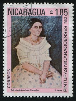 NICARAGUA - CIRCA 1982: Portrait of Mrs. Castellon, by T. Jerez, circa 1982.