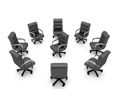 High resolution image office armchair. 3d illustration over  white backgrounds.