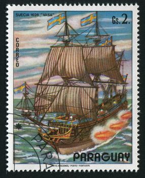 PARAGUAY - CIRCA 1976: The ancient military ship, circa 1976.