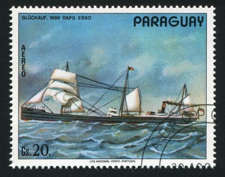 PARAGUAY - CIRCA 1982: Ancient trading vessel, circa 1982.