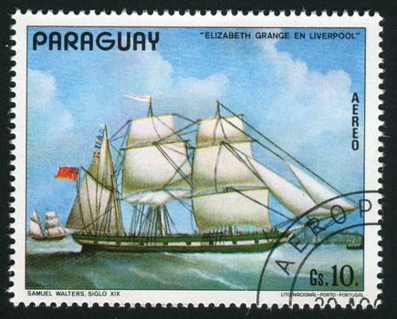 PARAGUAY - CIRCA 1982: Ancient trading vessel, circa 1982.